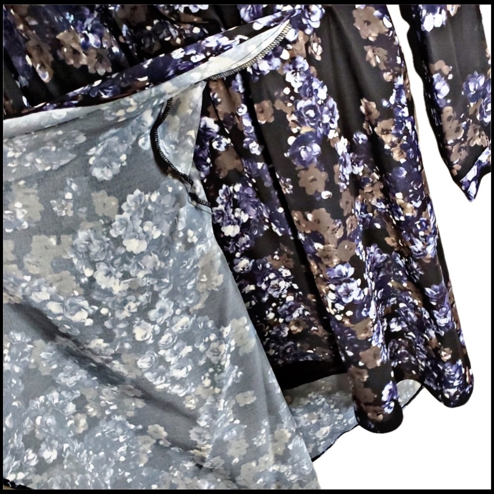 NWT PARKER DARK BLUEBONNET FLORAL FAUX-WRAP ASYMMETRICAL DRESS L - Picture 14 of 15